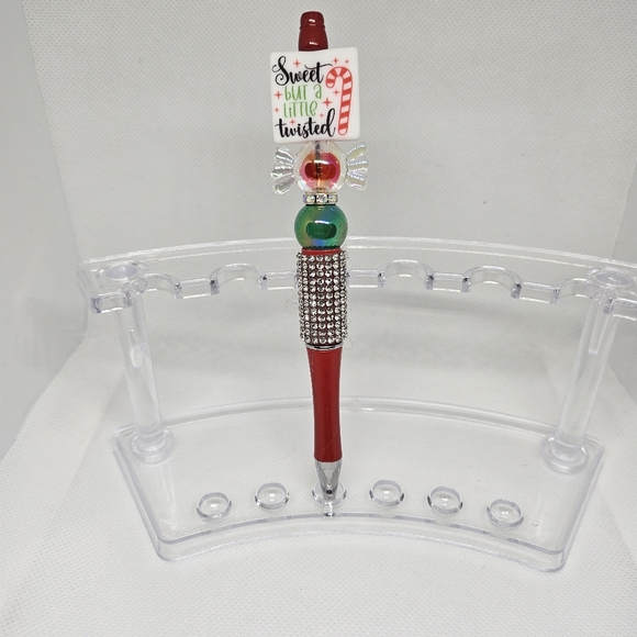 Sweet but Twisted Christmas Theme Bling and Beaded Pen Black Ink - Picture 2 of 5